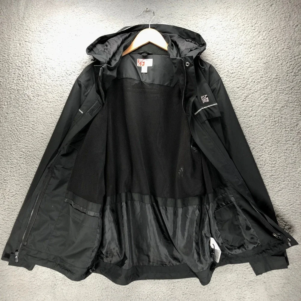 Chick-fil-A Oobe Mens Medium Black Ripstop Hooded Rain Jacket Reflective Uniform